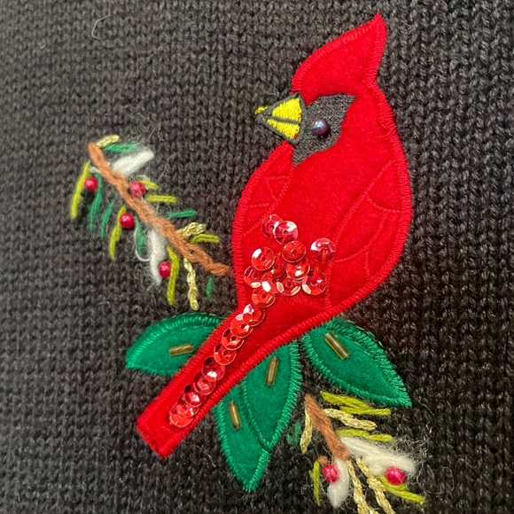 Vintage super ugly Christmas sweater vest.  Contest winner. Cardinal - Picture 6 of 6